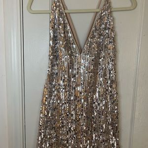 Silver/Blush Sequin Mini Dress
